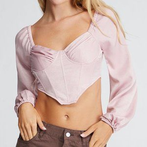 NWT PacSun LA HEARTS Satin Long Sleeve Corset Top